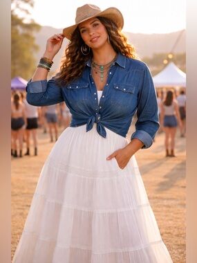 I. E. Relaxed Woman Denim Button Down Shirt